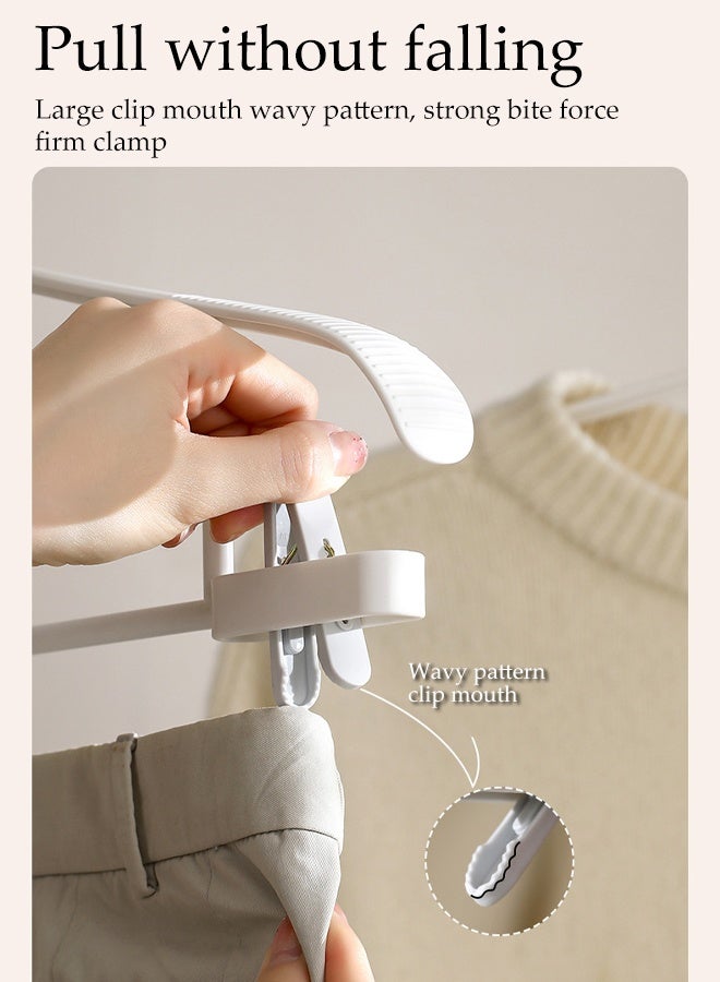 DUNISO 5Pcs Clothes Hangers with Clips Non-slip Thickening 2-in-1 Clothes Hanger and Pants Clip Anti Slip Pattern Space-Saving Hangers Set Non Marking Heavy Duty Skirt Hangers for Shirts, Pants, Dresses, Skirts, Coats - Image 3