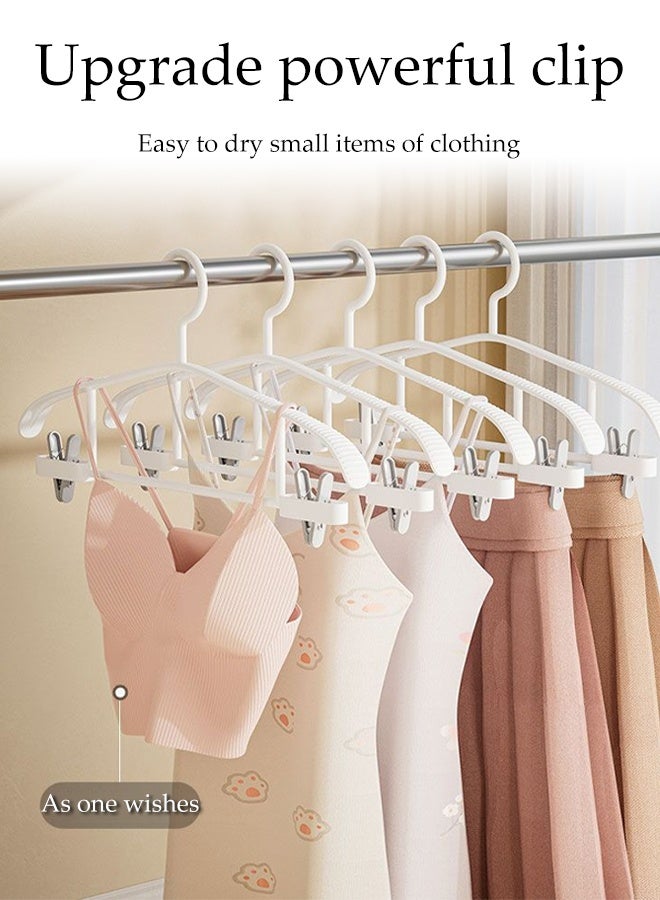 DUNISO 5Pcs Clothes Hangers with Clips Non-slip Thickening 2-in-1 Clothes Hanger and Pants Clip Anti Slip Pattern Space-Saving Hangers Set Non Marking Heavy Duty Skirt Hangers for Shirts, Pants, Dresses, Skirts, Coats - Image 2