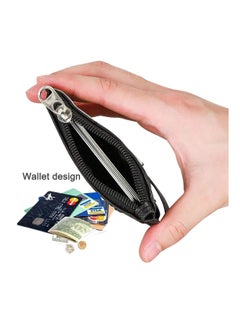 Excefore Badge Holder with Zipper Cute Id Badge Holder Wallet Leather Credit Card Holder Zipper Wallet with Lanyard, 2 Sided 5 Card Slots and Key Chain  - Image 3