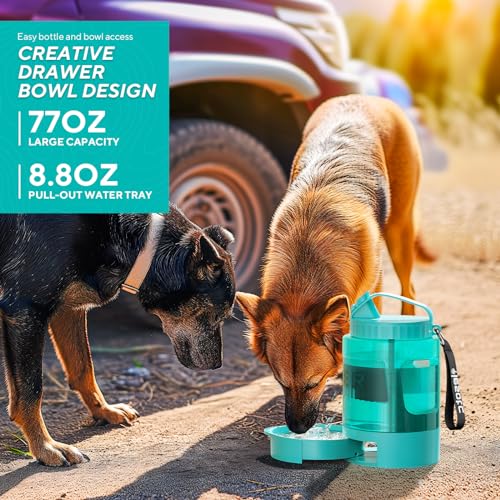 lesotc 77oz Portable Dog Water Bottle, Large Travel Water Bowls for Dogs Camping Essentials Hiking Park Traveling Beach Walk Accessories, Dog Water Bowl Dispenser with Pull-Out Drinking Bowl, BPA Free - Image 4