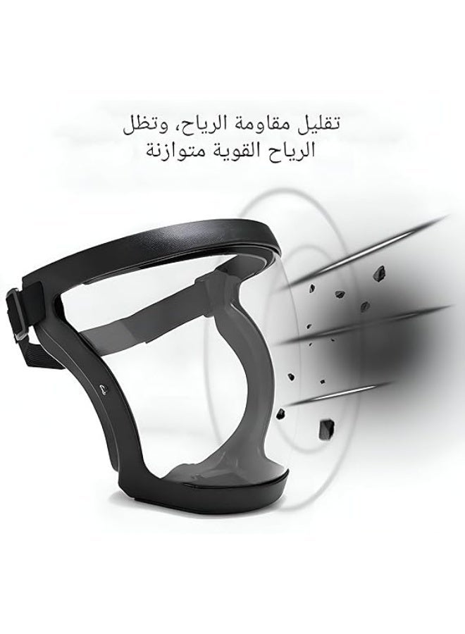 قناع واقٍ كامل للوجه – قناع بلاستيكي شفاف عالي الوضوح – مقاوم للضباب والرذاذ – غطاء رأس أسود للبالغين - Image 3