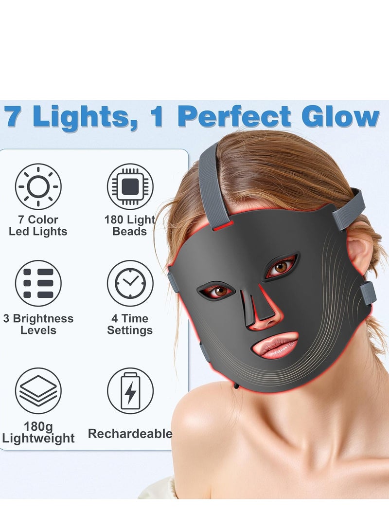 قناع الضوء الأحمر 7 ألوان LED قناع الوجه مضاد للشيخوخة وتبييض أجهزة التجميل المنزلية المتقدمة - Image 5