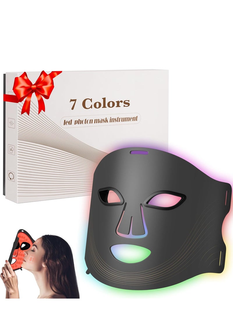 قناع الضوء الأحمر 7 ألوان LED قناع الوجه مضاد للشيخوخة وتبييض أجهزة التجميل المنزلية المتقدمة - Image 1