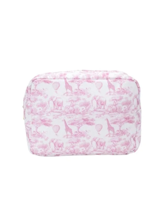 القبيلة السعيدة Personalised Embroidered Large Pouch, Pink Toile