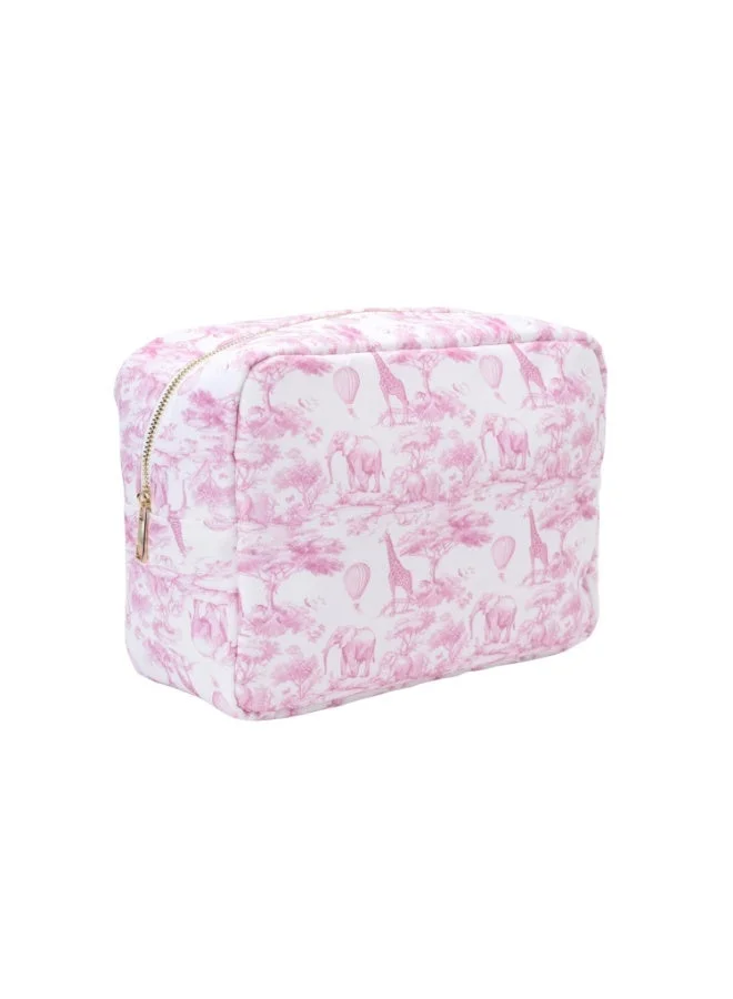 The Happy Tribe  Personalised Embroidered Large Pouch, Pink Toile for Women | Best Price UAE