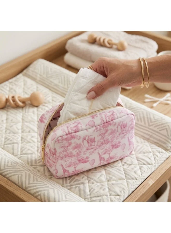 The Happy Tribe  Personalised Embroidered Large Pouch, Pink Toile for Women | Best Price UAE