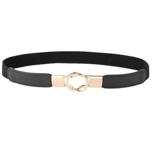 F DREAM Women Skinny Belt for Dresses Retro Stretch Ladies Waist Belt Plus Size (Black) - Image 1