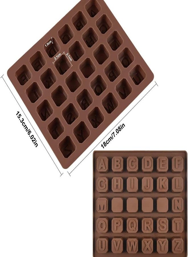 LEGACYCART 2PCS 26 Letters Alphabet Chocolate Mold Chocolate Letter Nonstick Silicone Muffin Pan Alphabet DIY Baking Mold Cookies Candy Jelly Letters Square Mode for Cake Ice Cream - Image 2