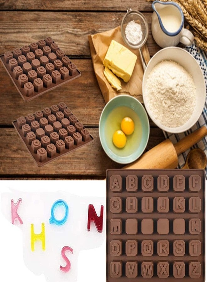 LEGACYCART 2PCS 26 Letters Alphabet Chocolate Mold Chocolate Letter Nonstick Silicone Muffin Pan Alphabet DIY Baking Mold Cookies Candy Jelly Letters Square Mode for Cake Ice Cream - Image 4