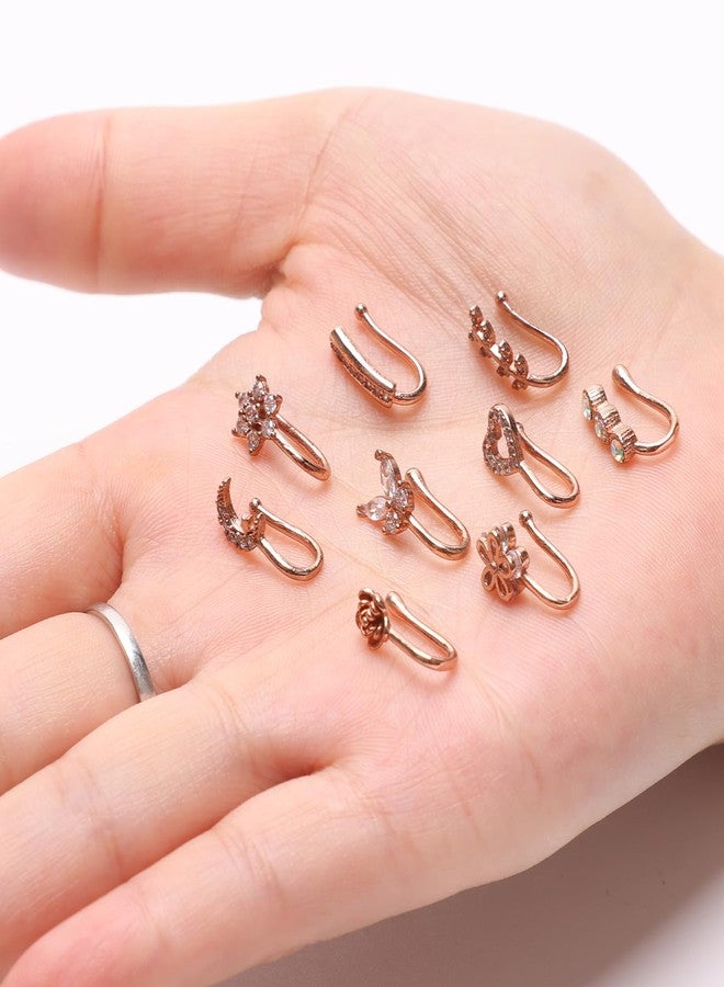 CrazyPiercing Fake Nose Ring CZ African Nose Cuffs Gold/Silver/Rose Gold Faux Septum Nose Rings Clip on Nose Jewelry for Woman Non Pierced Jewelry - Image 3