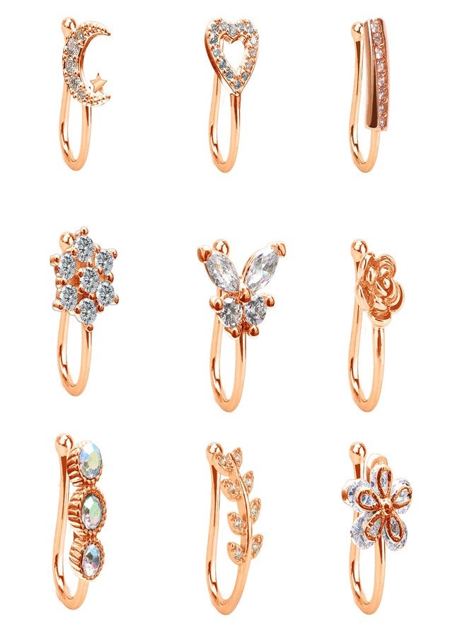 CrazyPiercing Fake Nose Ring CZ African Nose Cuffs Gold/Silver/Rose Gold Faux Septum Nose Rings Clip on Nose Jewelry for Woman Non Pierced Jewelry - Image 1