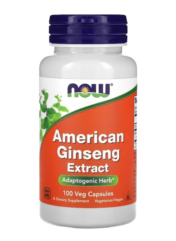 NOW American Ginseng Food Supplements - 500mg, 100 Veg Capsules
