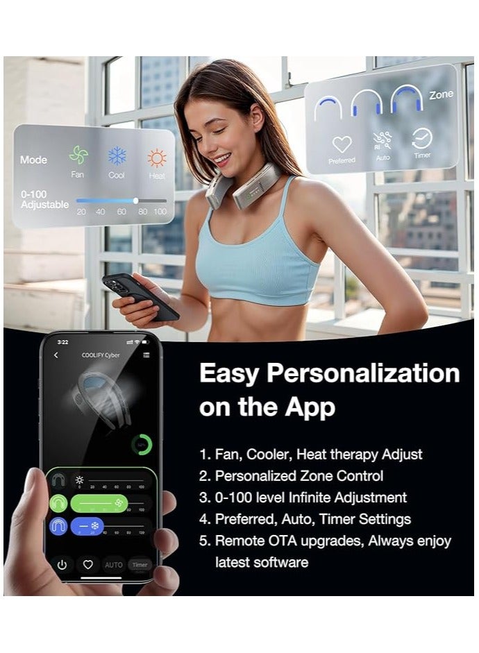 توريس TORRAS 2025 Upgraded COOLiFY Cyber Neck Fan Air Conditioner Wearable Neck Fan Rechargeable with 6000mAh Battery and Top 3D Immersive Cooling Tech, Portable Neck Fans for Outdoor/Indoor Colour Variation - Black, White  - Image 4