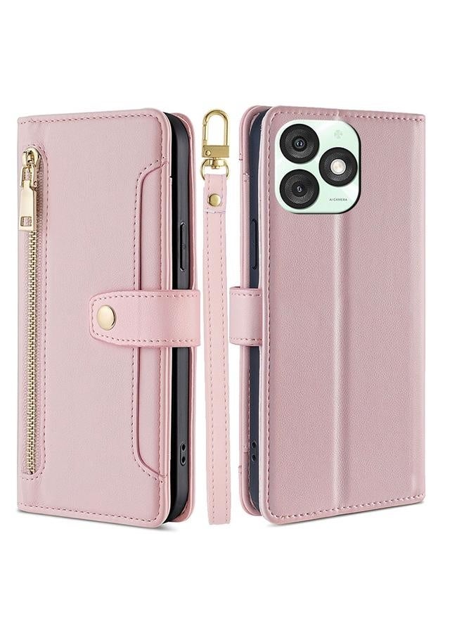 Case For Itel A50 4G Sheep Texture Cross-body Zipper Wallet Leather Phone Case - Image 1