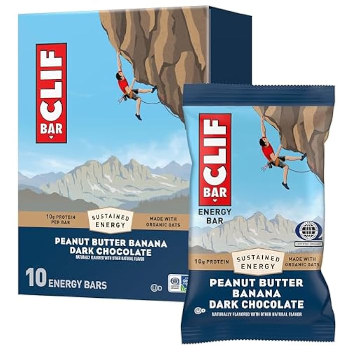 CLIF BAR - Energy Protein Bars - Peanut Butter Banana with Dark Chocolate - Made with Organic Oats - Energy Bars - Non-GMO - (10 Pack) - Image 1