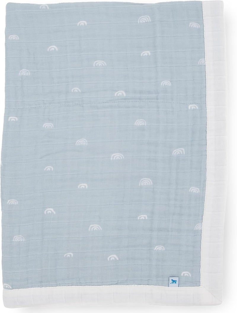 Little Unicorn Newborn Receiving Quilt - Blue Rainbow - Image 1