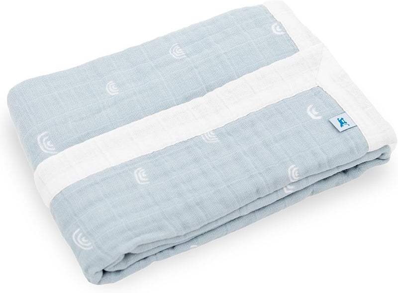 Little Unicorn Newborn Receiving Quilt - Blue Rainbow - Image 2