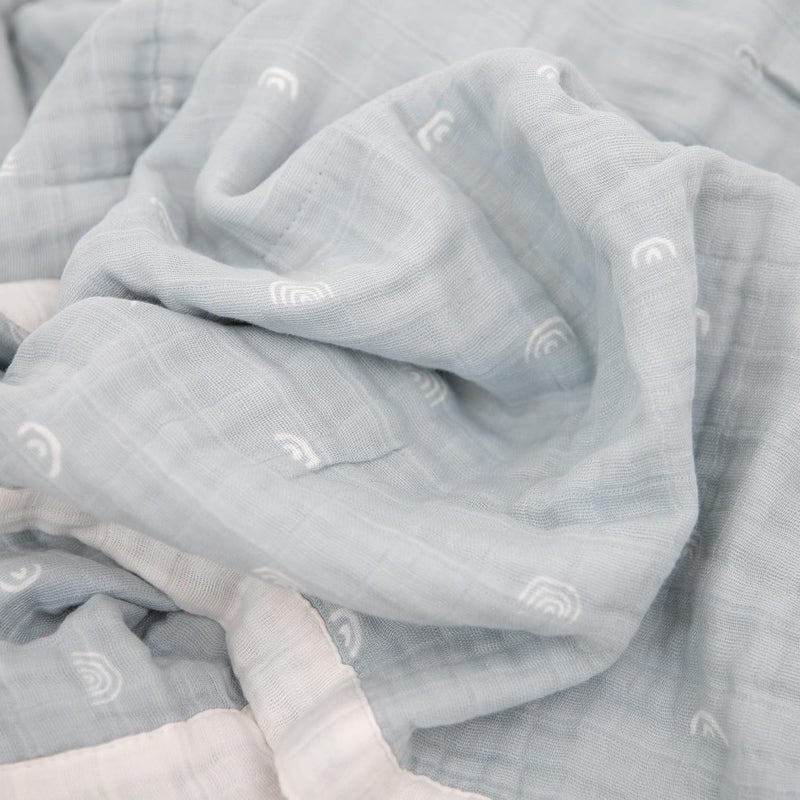 Little Unicorn Newborn Receiving Quilt - Blue Rainbow - Image 3