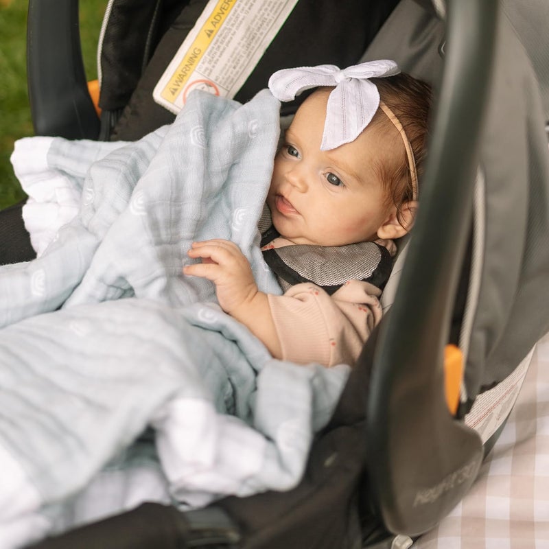 Little Unicorn Newborn Receiving Quilt - Blue Rainbow - Image 5