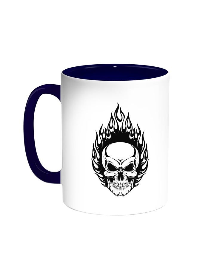 RKN Skull Shape Printed Coffee Mug Blue/White 11ounce - Image 1