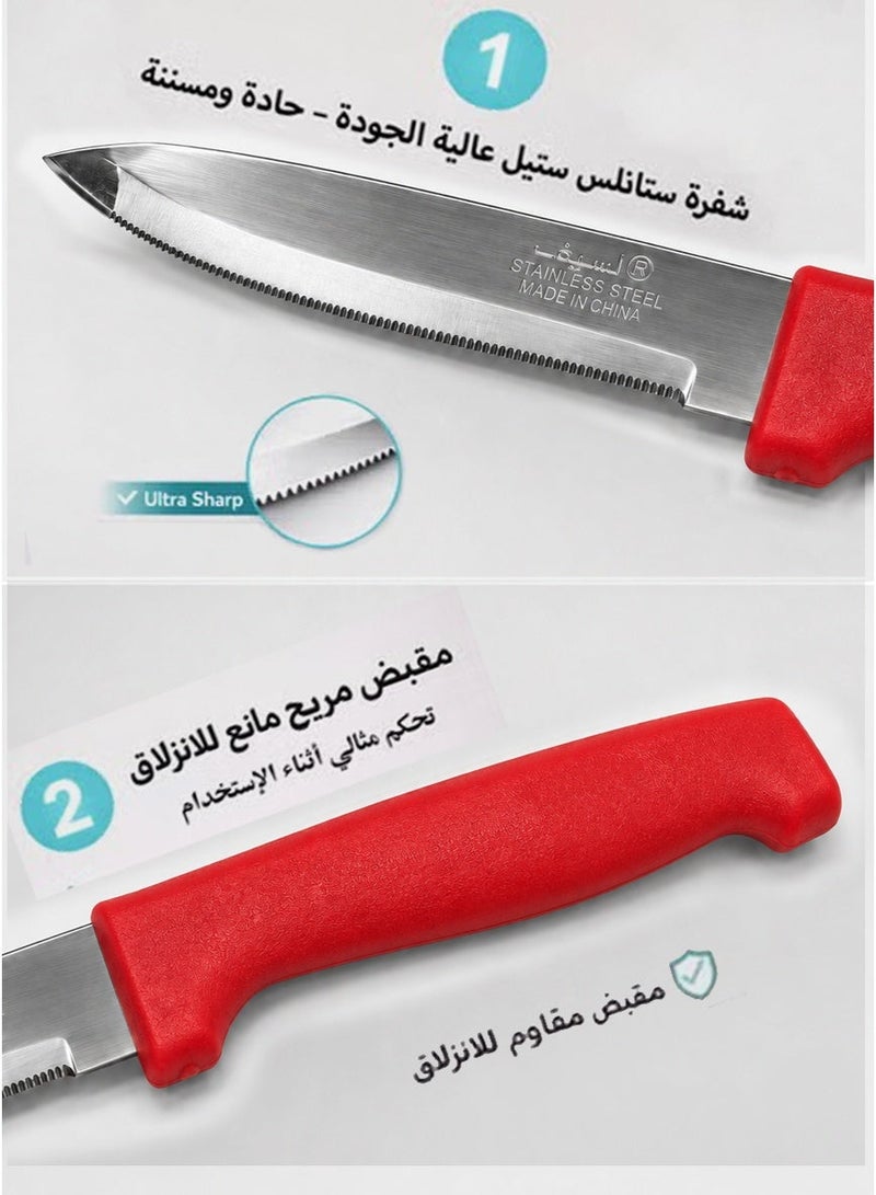 Alsaif 12-Piece Fruit Knife Set – Sharp Serrated Stainless Steel Blades – Ergonomic Non-Slip Handles – Ideal for Everyday Use - Image 2