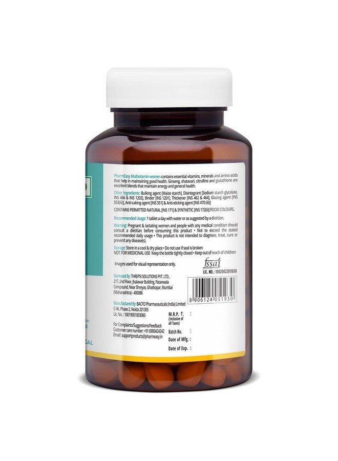 PharmEasy Multivitamin For Women (60 Multi Vitamin Tablets) With Zinc, Vitamin C, Vitamin D, Multiminerals & Ginseng Extract | Boosts Immunity, Energy, Stamina & Skin Health - Image 3