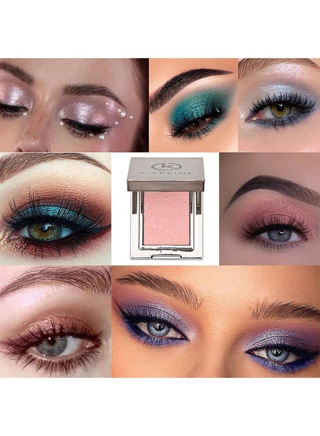KAPEINE Single Glitter Eyeshadow, Light Pink Eyeshadow Palette Shimmer Eye Shade Ultra Shinny Highlighter Sparkling Makeup Palette Eyes Glitter for Everyday Stage Performance 04 - Image 5