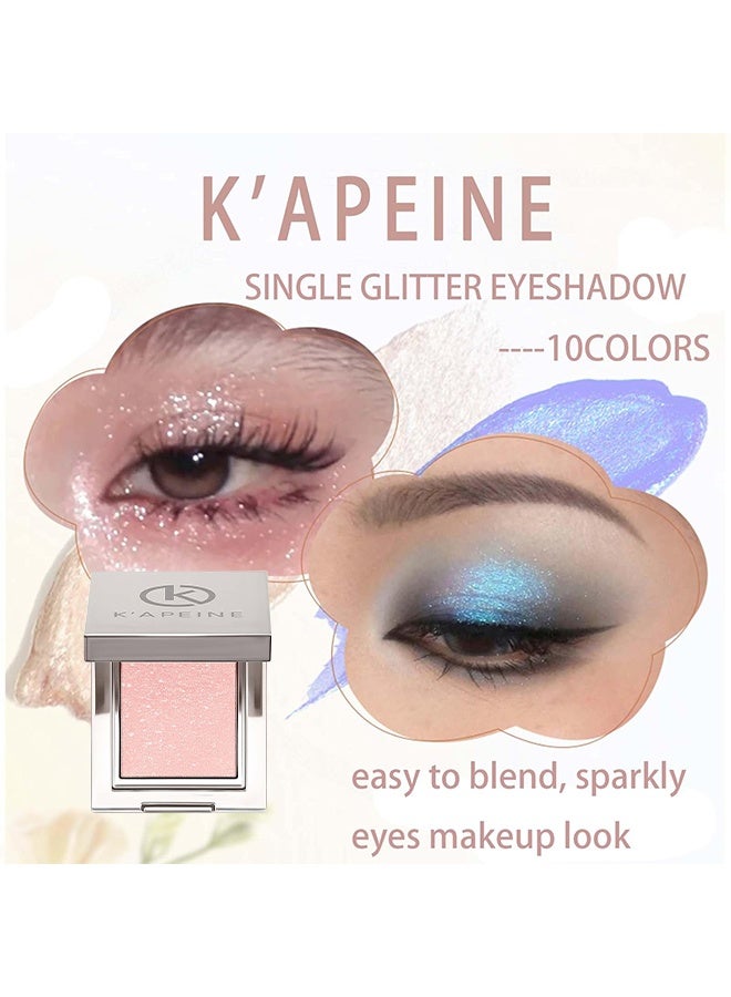KAPEINE Single Glitter Eyeshadow, Light Pink Eyeshadow Palette Shimmer Eye Shade Ultra Shinny Highlighter Sparkling Makeup Palette Eyes Glitter for Everyday Stage Performance 04 - Image 3