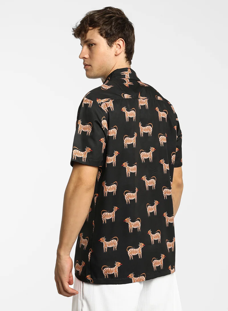 كامبوس سوترا Men's Midnight Black Tiger Shirt