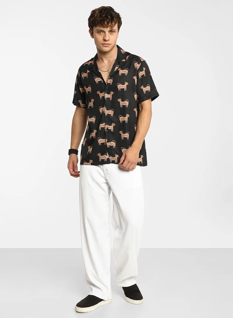 كامبوس سوترا Men's Midnight Black Tiger Shirt