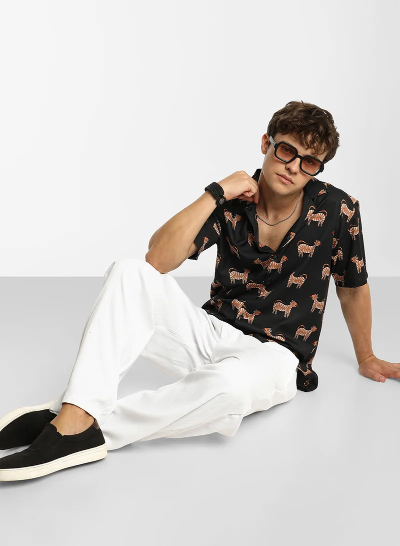 كامبوس سوترا Men's Midnight Black Tiger Shirt