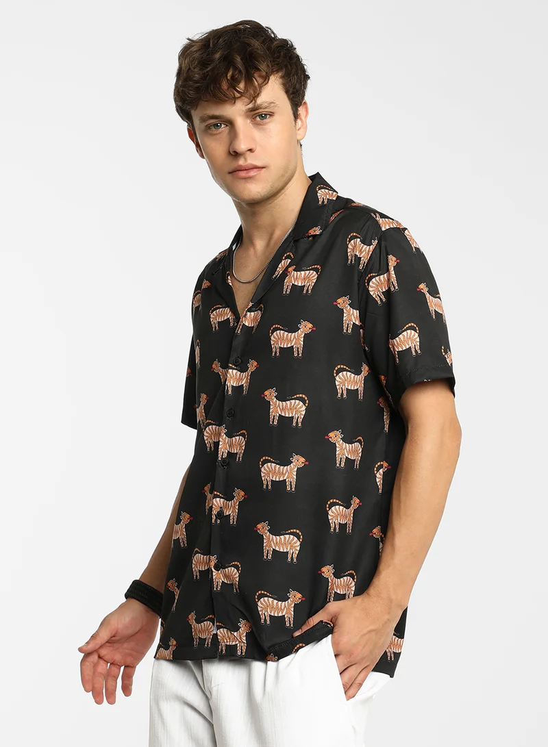 كامبوس سوترا Men's Midnight Black Tiger Shirt
