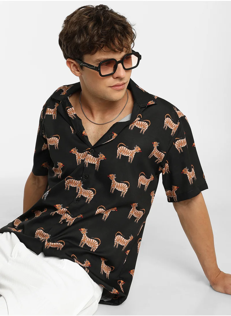 كامبوس سوترا Men's Midnight Black Tiger Shirt