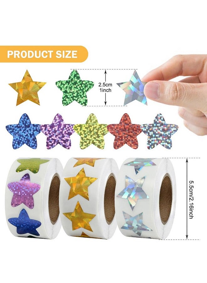 EWINEVER Reward Stickers 1500 Pcs School Stickers 3 Roll Motivational Stickers in 24 Designs for Children Students Teachers Classroom (Star Style) - Image 2