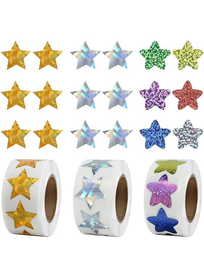 EWINEVER Reward Stickers 1500 Pcs School Stickers 3 Roll Motivational Stickers in 24 Designs for Children Students Teachers Classroom (Star Style) - Image 1