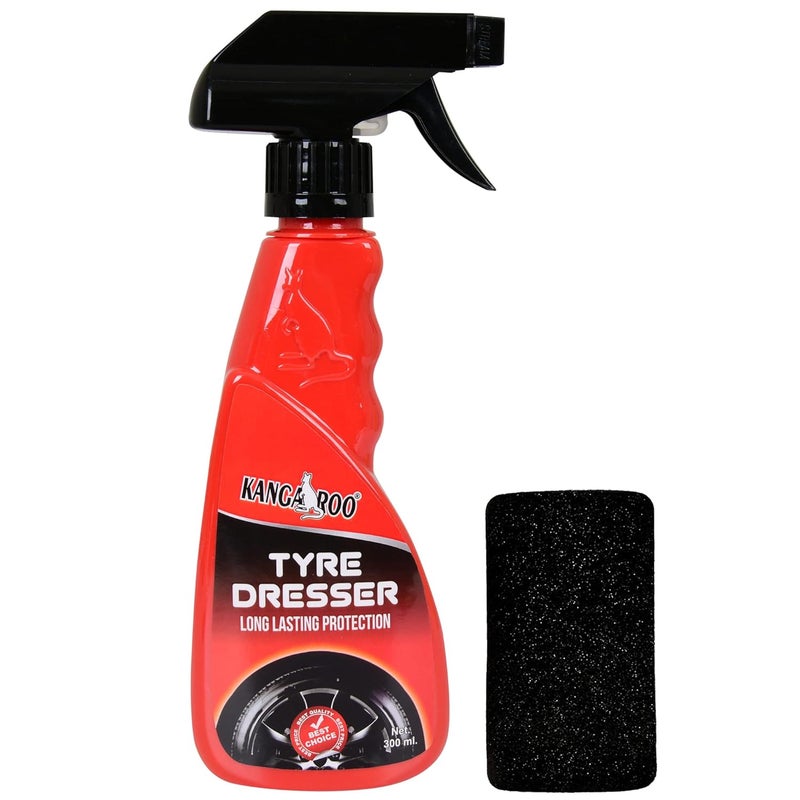 KANGAROO Premium Tyre Dresser (Polish, Shiner) 300 Ml With Foam Applicator, Black - Image 1