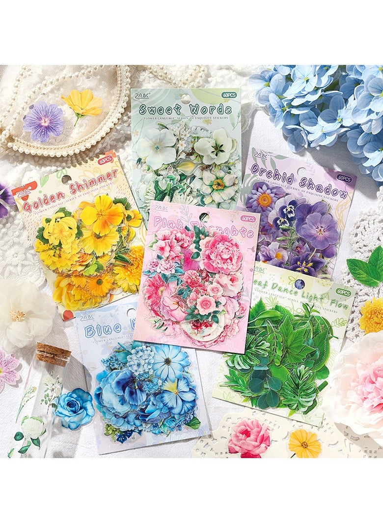 120-Piece Waterproof PET Stickers with Flower Patterns for Journals, Phones, and Decorations – Cute and Versatile(003) - Image 2