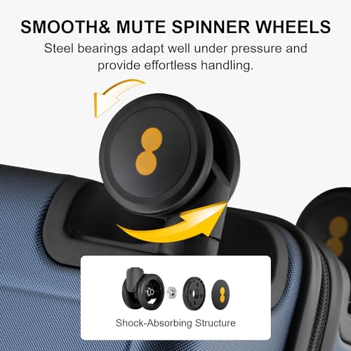 LEVEL8 Carry on Luggage Airline Approved, Carry-on Suitcases with Wheels, Lightweight Hardside Luminous Textured Luggage for Travel with Tsa Lock, 20 Inch, Navy - Image 3