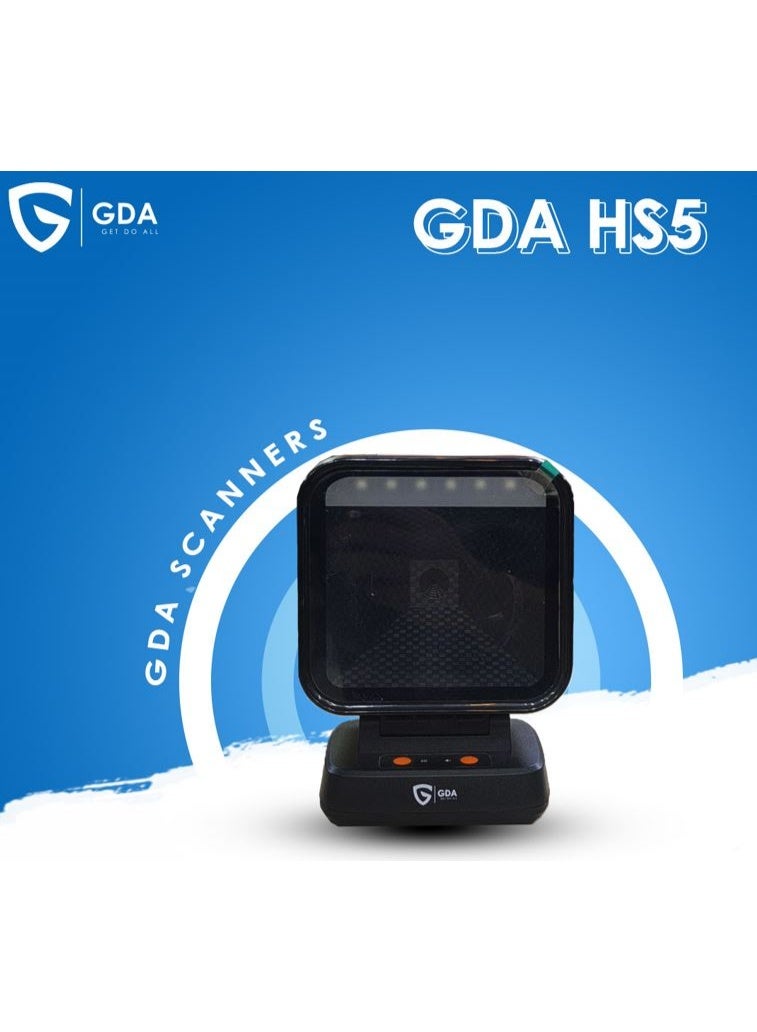 جى دى اى  ماسح الباركود المكتبي GDA HS5، قارئ أكواد 1D 2D QR، اتصال USB لأنظمة نقاط البيع - Image 1