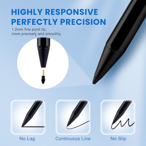 EVACH iPad Pencil, Palm Rejection and Pixel Precise Stylus Pen for iPad 6th-11th Generation, Air 3/4/5/M2/M3, Pro 11/13/M4/M5, Mini 5/6, Alternative Apple Pencil, Black - Image 5