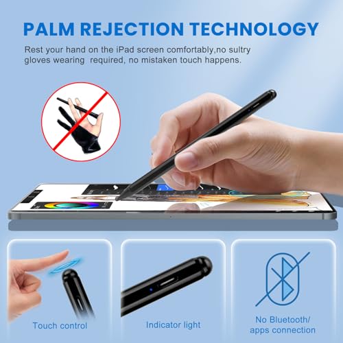 EVACH iPad Pencil, Palm Rejection and Pixel Precise Stylus Pen for iPad 6th-11th Generation, Air 3/4/5/M2/M3, Pro 11/13/M4/M5, Mini 5/6, Alternative Apple Pencil, Black - Image 2