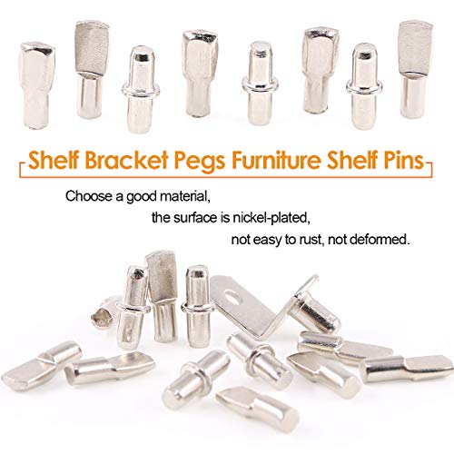 Rustark 110 Pcs 3 Styles Nickel Plated Shelf Pins Bracket Peg Cabinet Furniture Shelf Pins Support Assortment Kit Perfect for Shelf Holes - Image 4