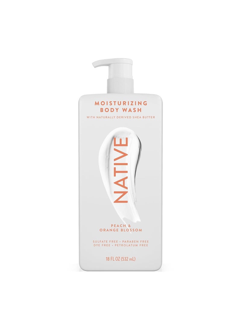 native Native Moisturizing Body Wash Contains Naturally Derived Ingredients  For Women  Men Sulfate Dye  Paraben Free Leaving Skin Soft and Hydrated  Peach  Orange Blossom 18 oz 