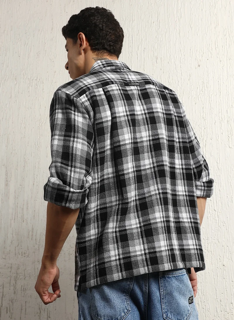 Hubberholme Multicolour Men's Multicolour Cotton Blend Checkered Button Down Oversized Shirt for Men | Best Price UAE