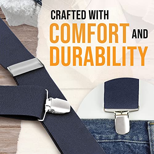 HOLD'EM Suspenders for Kids - 1 Inch Suspender Perfect for Tuxedo - Navy Blue (size 30") - Image 4