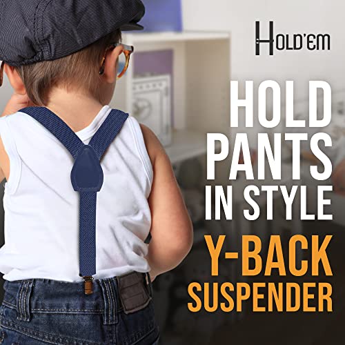 HOLD'EM Suspenders for Kids - 1 Inch Suspender Perfect for Tuxedo - Navy Blue (size 30") - Image 5