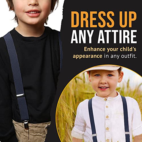 HOLD'EM Suspenders for Kids - 1 Inch Suspender Perfect for Tuxedo - Navy Blue (size 30") - Image 3