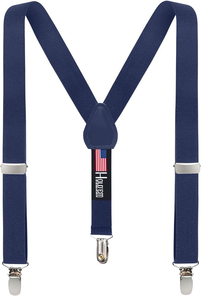 HOLD'EM Suspenders for Kids - 1 Inch Suspender Perfect for Tuxedo - Navy Blue (size 30") - Image 1