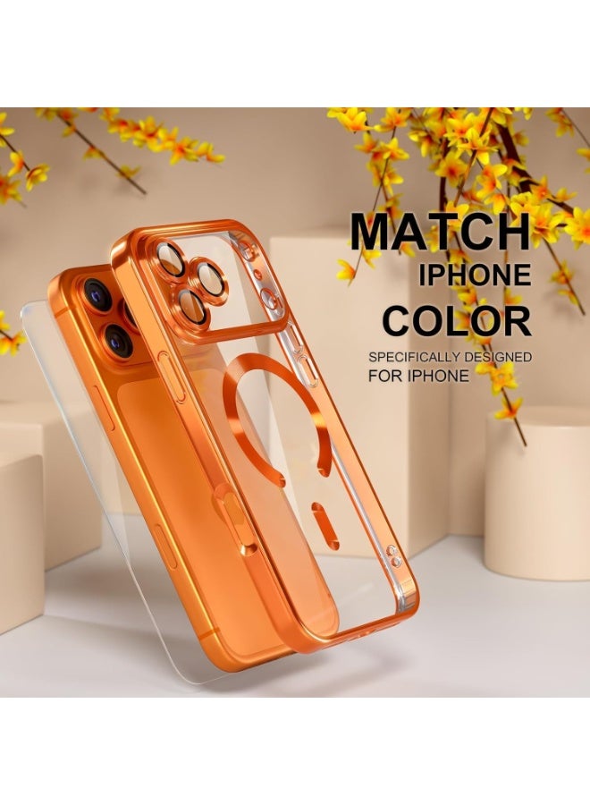 ميجوفاست جراب iPhone 17 Pro Max مع واقي شاشة، [حماية كاملة للكاميرا] [متوافق مع MagSafe] جراب iPhone 17 Pro Max شفاف مغناطيسي رفيع، برتقالي - Image 3