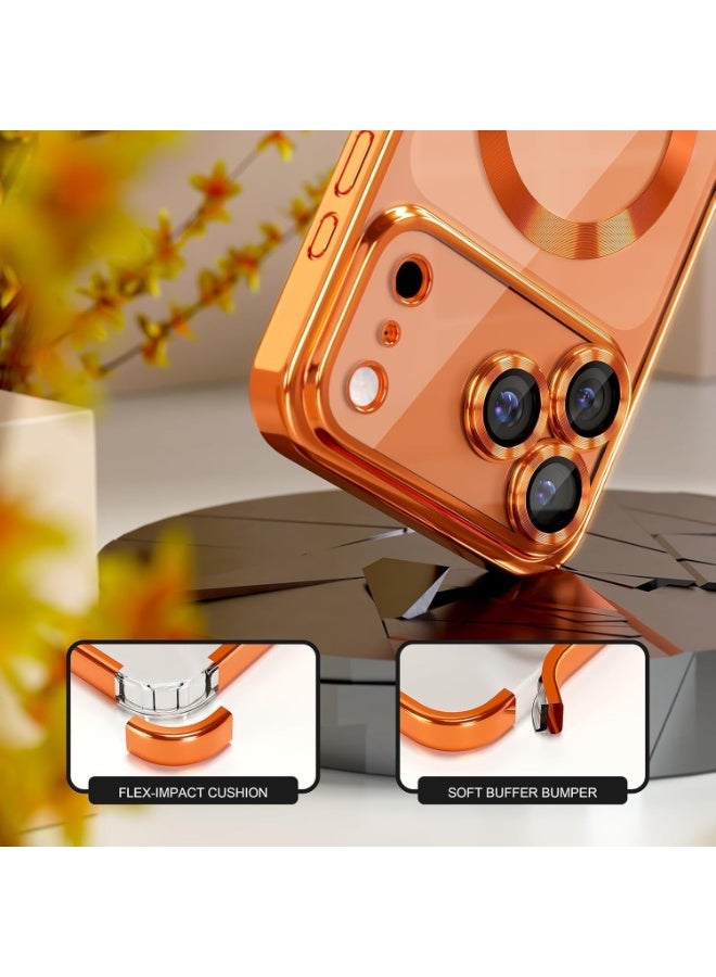 ميجوفاست جراب iPhone 17 Pro Max مع واقي شاشة، [حماية كاملة للكاميرا] [متوافق مع MagSafe] جراب iPhone 17 Pro Max شفاف مغناطيسي رفيع، برتقالي - Image 5